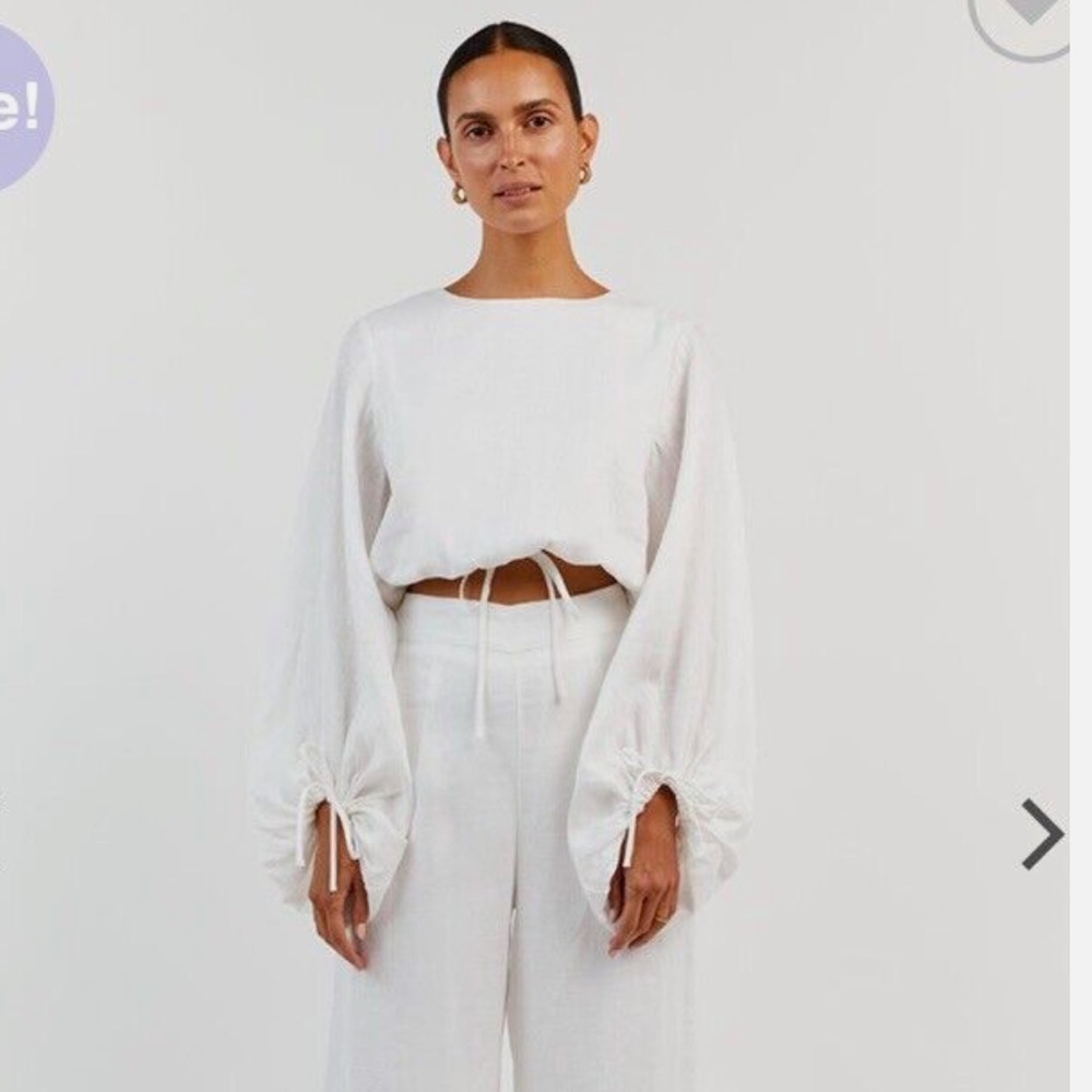 Dissh MOLLY WHITE LINEN CROP TOP